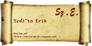 Szőts Erik névjegykártya